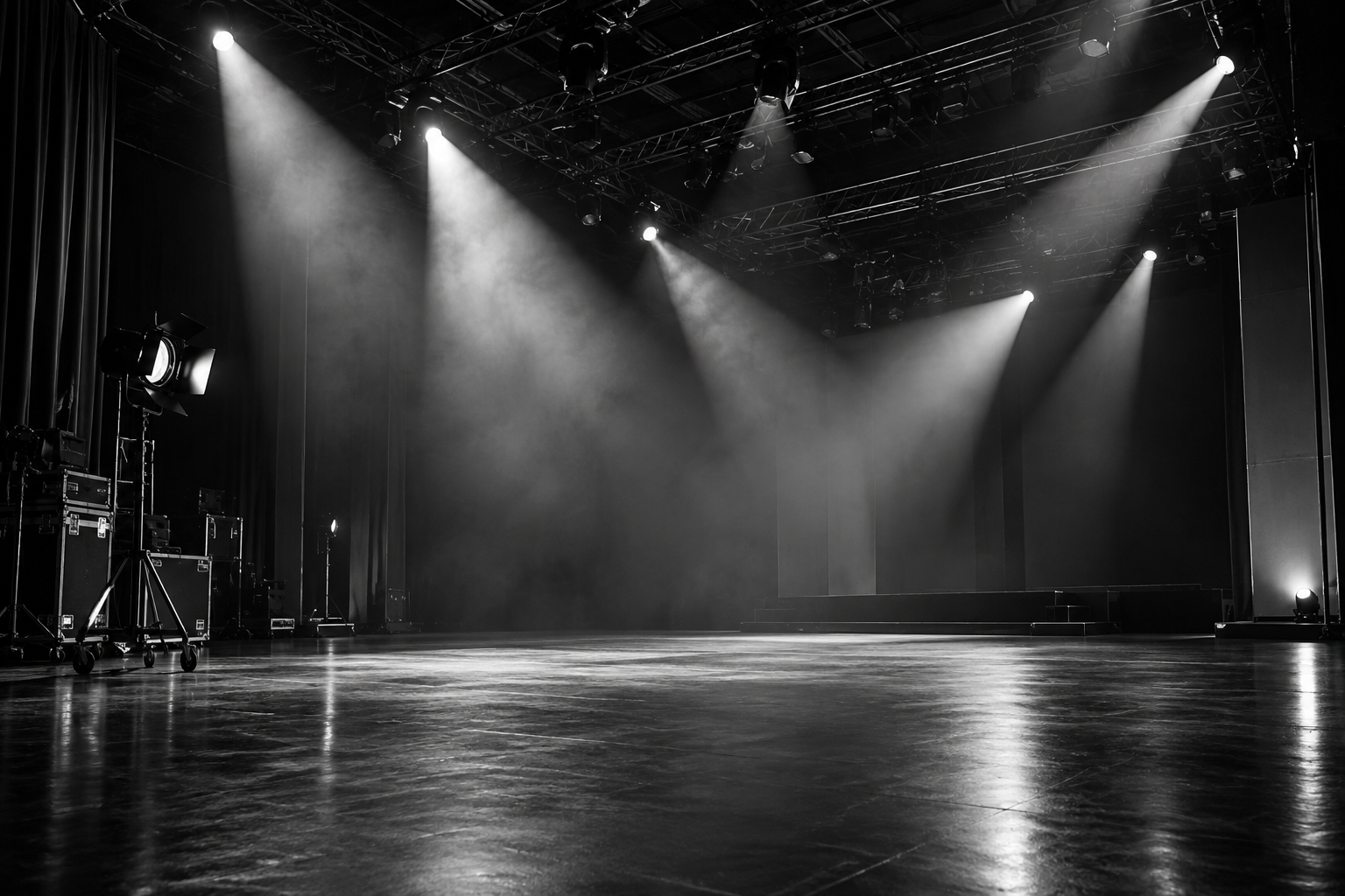 Iluminación de un escenario profesional, sin artistas en escena